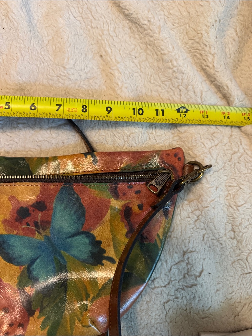 Patricia Nash Watercolor Floral Butterfly Crescent Crossbody Bag Purse NWOT - Picture 6 of 7